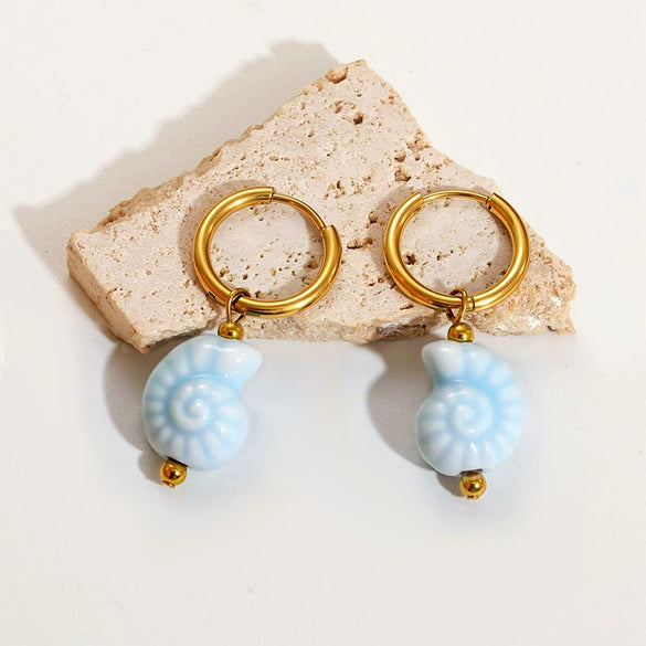 Wholesale Marine Earrings Stainless Steel Animal Shaped Niche Design Nonfading Earrings