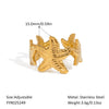 Wholesale Marine Elements High End Sense Stainless Steel Opening Ring With Star And Flower Pattern Pvd Vacuum Real Gold Electroplated Waterproof For Women