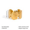 Wholesale Marine Elements High End Sense Stainless Steel Opening Ring With Star And Flower Pattern Pvd Vacuum Real Gold Electroplated Waterproof For Women