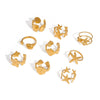 Wholesale Marine Elements High End Sense Stainless Steel Opening Ring With Star And Flower Pattern Pvd Vacuum Real Gold Electroplated Waterproof For Women