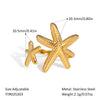 Wholesale Marine Elements High End Sense Stainless Steel Opening Ring With Star And Flower Pattern Pvd Vacuum Real Gold Electroplated Waterproof For Women