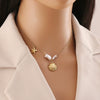Wholesale Marine Series Shell Starfish Fashion Pearl Fishtail Stainless Steel Clavicle Necklace With O Chain And Electroplating