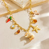 Wholesale Marine Series Stainless Steel Necklace With Dolphin Starfish Dragonfly Animal Zodiac Pendant Electroplated O Word Chain For Women