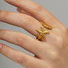 Wholesale Marine Series Stainless Steel Starfish Ring With Geometric Style And Electroplating Treatment For Women
