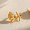 Wholesale Marine Series Stainless Steel Starfish Ring With Geometric Style And Electroplating Treatment For Women