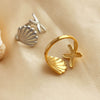 Wholesale Marine Series Stainless Steel Starfish Ring With 18K Gold Plating And Heart Pattern