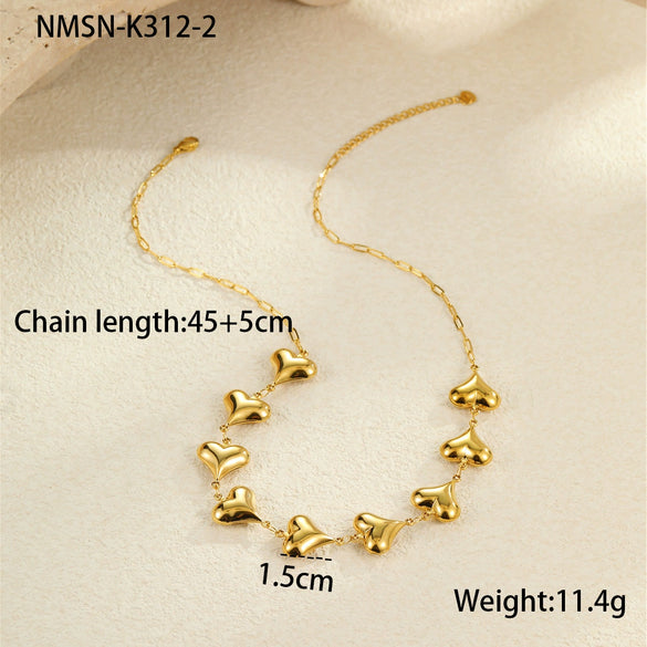 Wholesale Marine Style Stainless Steel Geometric Starfish Shell Clavicle Chain Necklace Jewelry Plated With 18K Gold