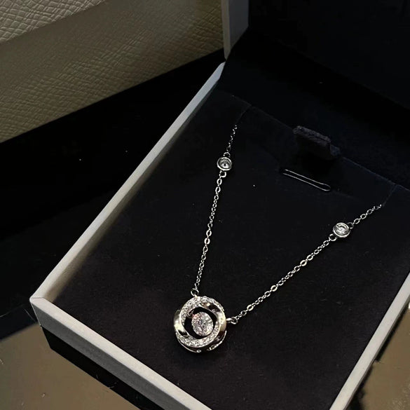 Wholesale M?bius Phantom Moon Geometric Style 925 Sterling Silver Electroplated Necklace For Women