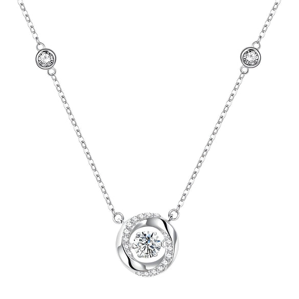 Wholesale M?bius Phantom Moon Geometric Style 925 Sterling Silver Electroplated Necklace For Women