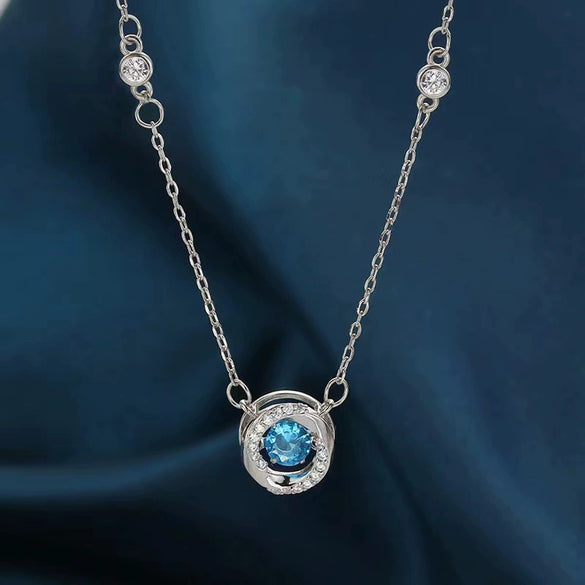 Wholesale M?bius Phantom Moon Geometric Style 925 Sterling Silver Electroplated Necklace For Women