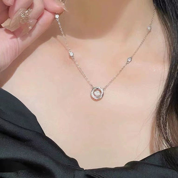 Wholesale M?bius Phantom Moon Geometric Style 925 Sterling Silver Electroplated Necklace For Women