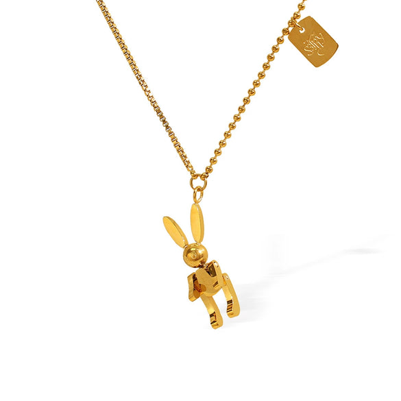 Wholesale Mechanical Rabbit 316L Stainless Steel Necklace For Women Electroplated Fashion Animal Style
