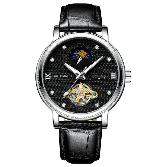 Wholesale Mechanical Watch Metal Case Genuine Leather Strap Round Dial Business Style For Men