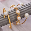 Wholesale Medieval Geometric Style 18K Gold Electroplated Natural Freshwater Pearl Open Bracelet Copper Jewelry Accessories