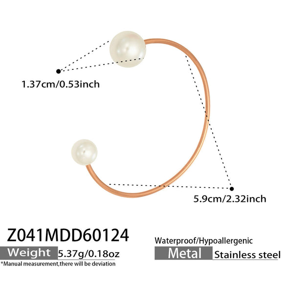 Wholesale Medieval Geometric Style 18K Gold Electroplated Natural Freshwater Pearl Open Bracelet Copper Jewelry Accessories