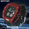 Wholesale Men's Alloy Alloy And Tpu Barrelshaped Quartz Watch With Zebra Pattern And Hollow Design