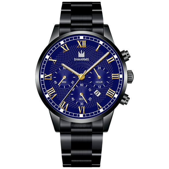 Wholesale Men's Alloy And Stainless Steel Business Style Round Dial Quartz Watch With Horseshoe Buckle