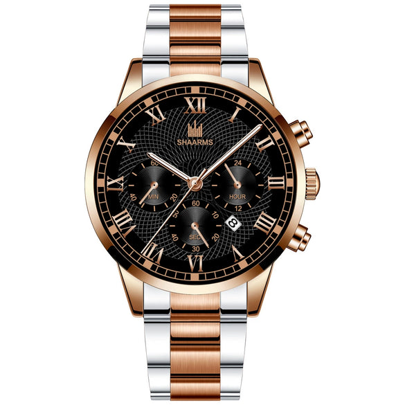 Wholesale Men's Alloy And Stainless Steel Business Style Round Dial Quartz Watch With Horseshoe Buckle