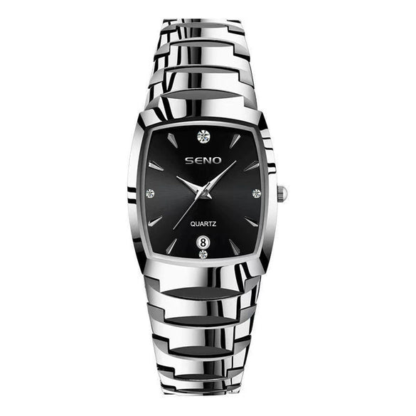 Wholesale Men's Alloy And Stainless Steel Square And Barrel Shaped Waterproof Quartz Watch With Calendar