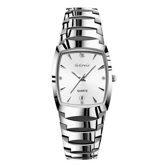 Wholesale Men's Alloy And Stainless Steel Square And Barrel Shaped Waterproof Quartz Watch With Calendar