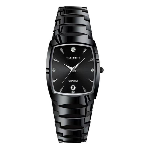 Wholesale Men's Alloy And Stainless Steel Square And Barrel Shaped Waterproof Quartz Watch With Calendar