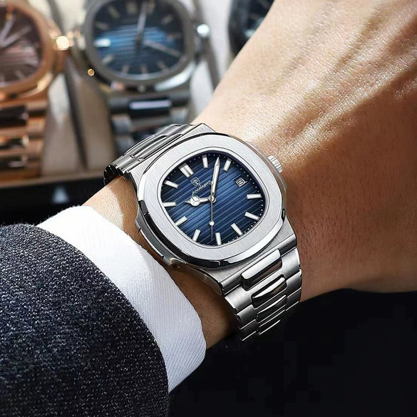 Wholesale Men's Alloy And Stainless Steel Waterproof Ultrathin Square Business Quartz Watch
