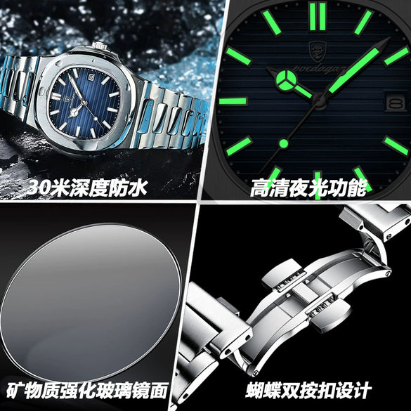 Wholesale Men's Alloy And Stainless Steel Waterproof Ultrathin Square Business Quartz Watch