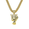Wholesale Men's Alloy Animal Leopard Head Pendant Necklace With Cuban Chain And Electroplating Hiphop Style