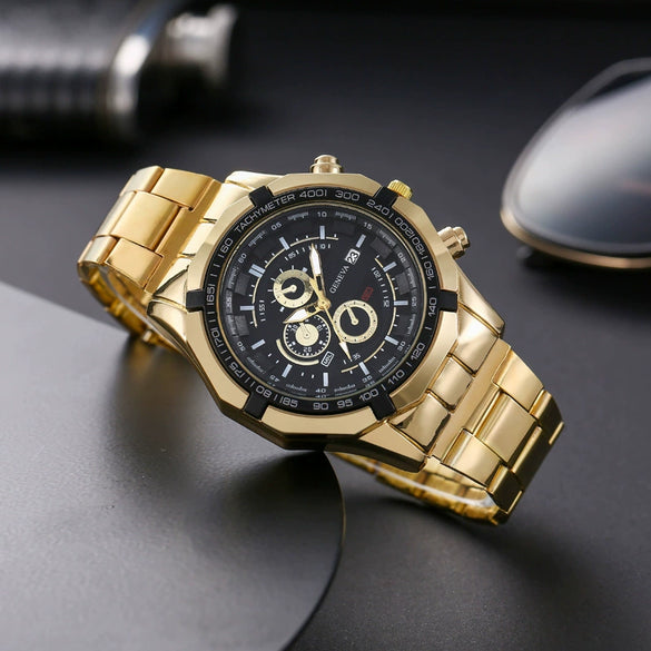 Wholesale Men's Alloy Band Set Watch Leisure Style Round Dial Quartz Movement