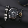 Wholesale Men's Alloy Band Set Watch Leisure Style Round Dial Quartz Movement