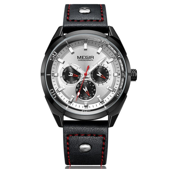 Wholesale Men's Alloy Case Genuine Leather Strap Round Dial Quartz Watch