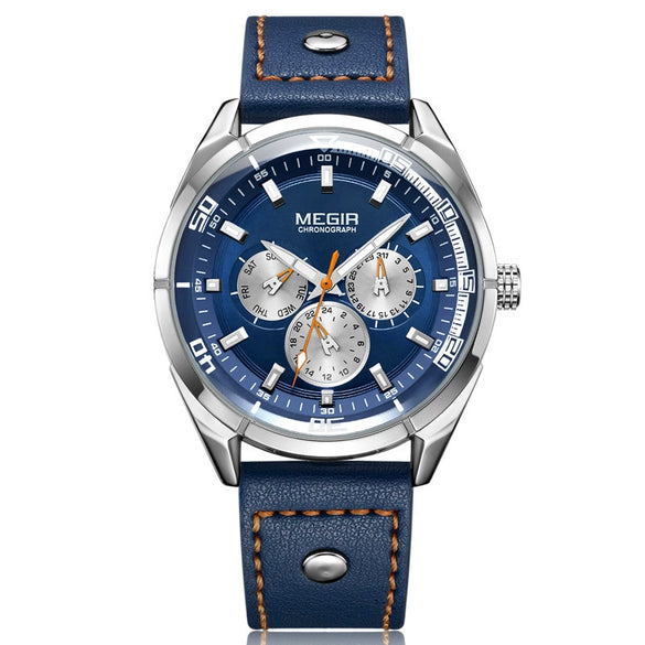 Wholesale Men's Alloy Case Genuine Leather Strap Round Dial Quartz Watch