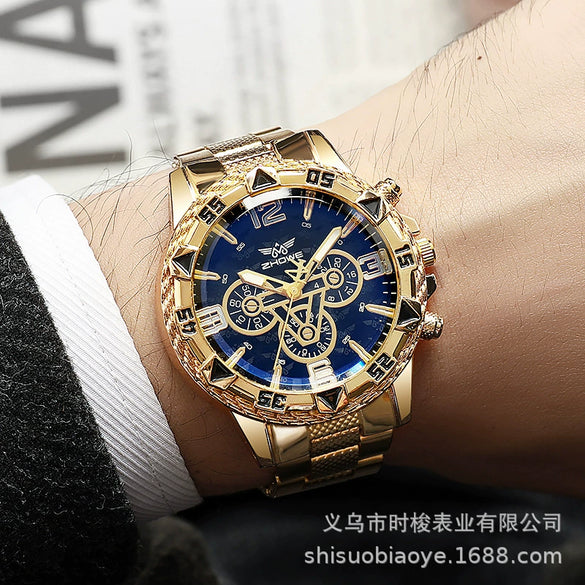 Wholesale Men's Alloy Case Iron Band Quartz Watches With Round Dial And Ordinary Glass Mirror Leisure Style