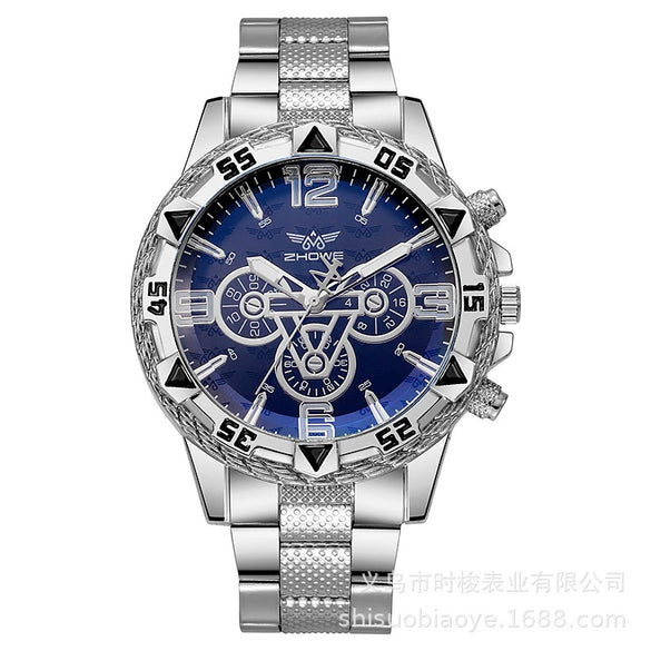 Wholesale Men's Alloy Case Iron Band Quartz Watches With Round Dial And Ordinary Glass Mirror Leisure Style