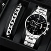 Wholesale Men's Alloy Case Pu Strap Round Dial Digital Display Business Style Calendar Watch