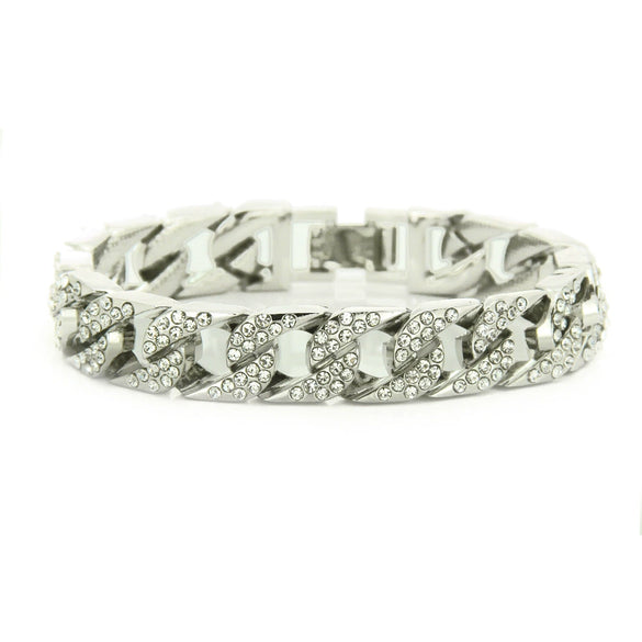 Wholesale Men's Alloy Geometric Diamond Bracelet Hiphop Style Goldplated
