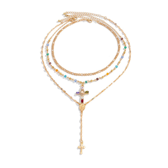 Wholesale Men's Alloy Geometric Handmade Diamondencrusted Cross Necklace