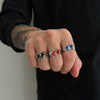 Wholesale Men's Alloy Geometric Oildrip Pentagram Ring Electroplated Hiphop Niche Exaggerated Jewelry