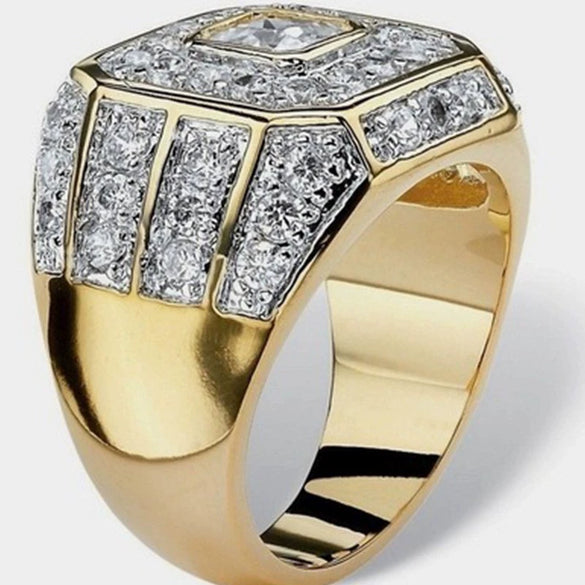 Wholesale Men's Alloy Gold Plated Geometric Ring