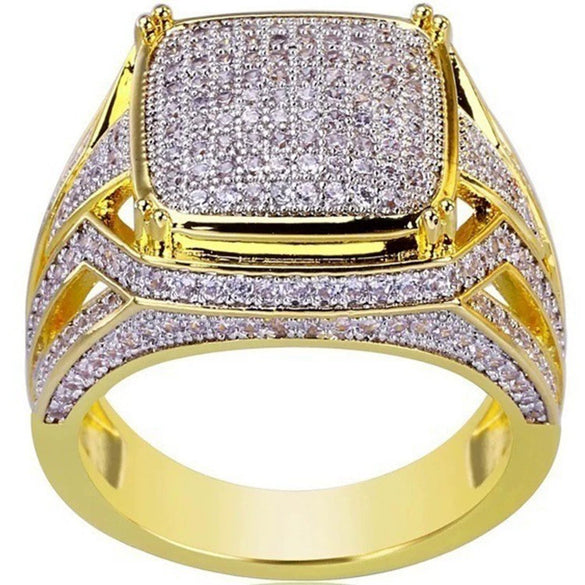 Wholesale Men's Alloy Gold Plated Geometric Ring