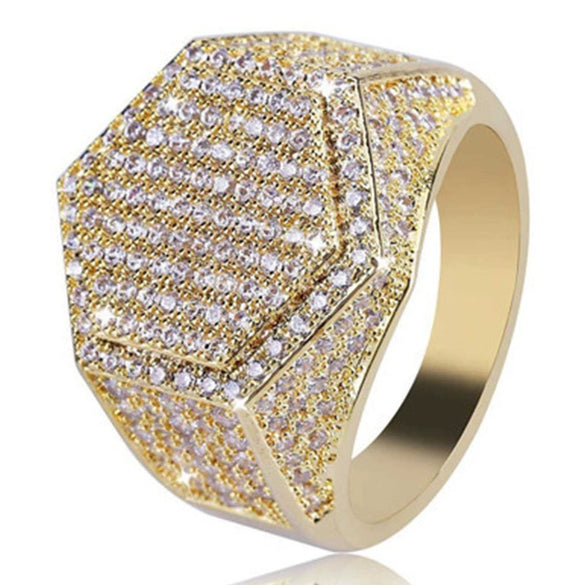 Wholesale Men's Alloy Gold Plated Geometric Ring