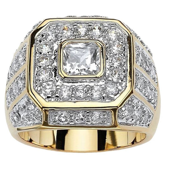 Wholesale Men's Alloy Goldplated Geometric Hiphop Fashion Jewelry Ring
