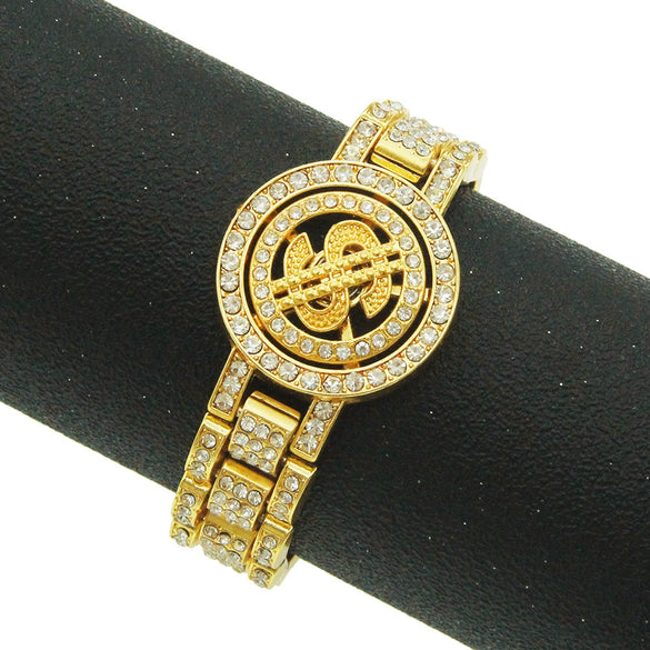 Wholesale Men's Alloy Hiphop Style Watch With Bracelet Geometric Diamond Design