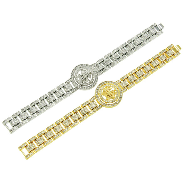 Wholesale Men's Alloy Hiphop Style Watch With Bracelet Geometric Diamond Design