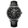 Wholesale Men's Alloy Imitation Leather Strap Business Style Round Dial Watch With Threeeye Calendar Starry Sky Moon Design