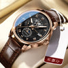 Wholesale Men's Alloy Imitation Leather Strap Business Style Round Dial Watch With Threeeye Calendar Starry Sky Moon Design