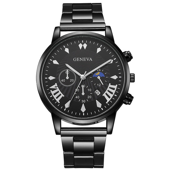 Wholesale Men's Alloy Iron Band Round Dial Leisure Quartz Watch