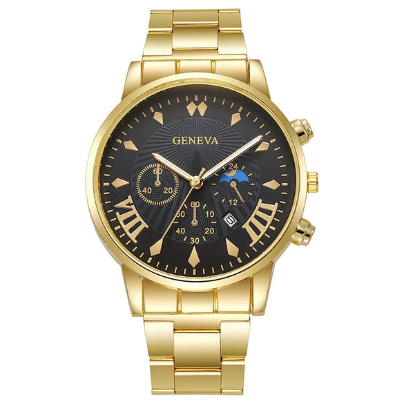 Wholesale Men's Alloy Iron Band Round Dial Leisure Quartz Watch