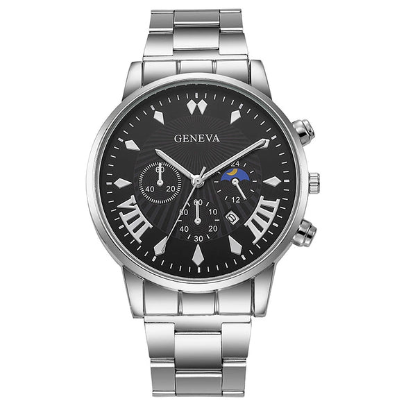 Wholesale Men's Alloy Iron Band Round Dial Leisure Quartz Watch