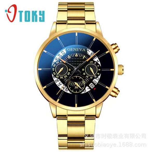Wholesale Men's Alloy Iron Band Round Dial Leisure Quartz Watch